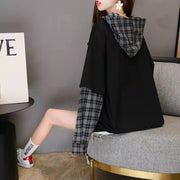 Style False Two Pieces Cotton Hooded Clothes Neckline Army Green Bluse