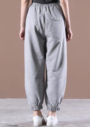 Stylish Grey Graphic Jogging Summer Cotton Pants - SooLinen
