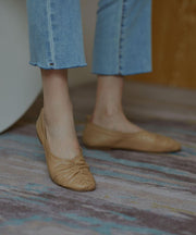 Stylish Khaki Pointed Toe Flats Shoes - SooLinen