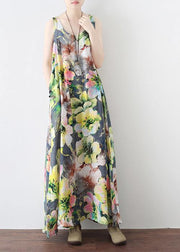 Summer Loose National Style Sleeveless Cotton Vest Long Dress - SooLinen
