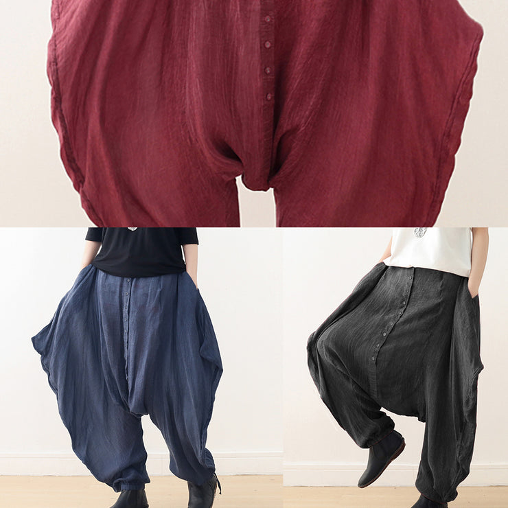 Summer new burgundy cotton and linen art women&