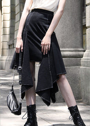2025 Black Patchwork Skirt Asymmetrical Spring