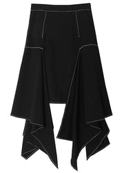 2025 Black Patchwork Skirt Asymmetrical Spring