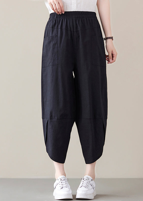 2025 Black elastic waist Casual Pants Spring