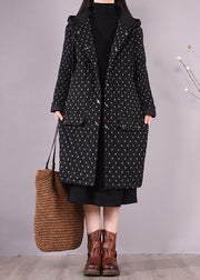 Top Quality Loose Fitting Coats Black Hooded Pockets Casual Outfit - SooLinen