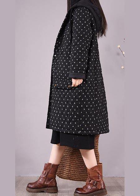 Top Quality Loose Fitting Coats Black Hooded Pockets Casual Outfit - SooLinen