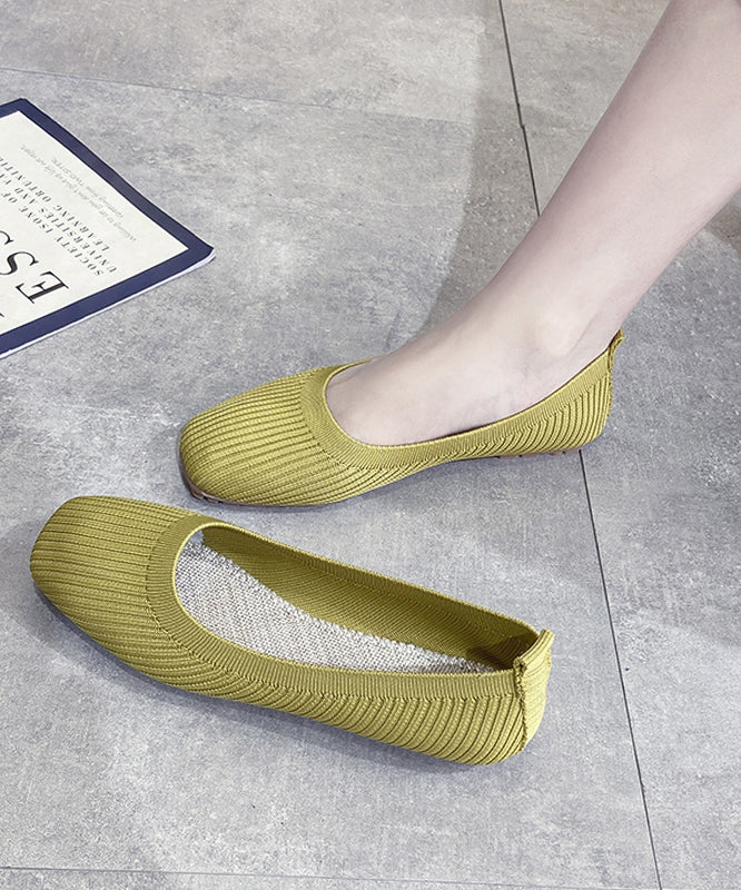 2025 Yellow Knit Cotton Fabric Flat Feet Shoes For Women