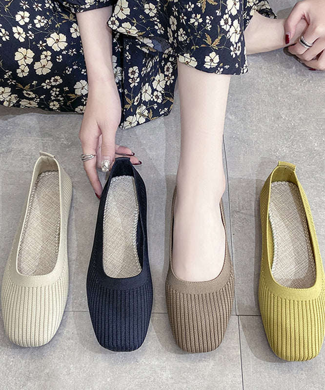 2025 Yellow Knit Cotton Fabric Flat Feet Shoes For Women