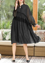Unique Black Patchwork Chiffon Lace Summer Dresses - SooLinen