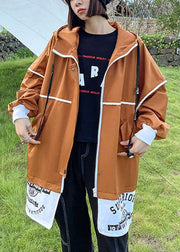 Unique Caramel Pockets Button Zippered Fall Patchwork Long sleeve Coat - SooLinen