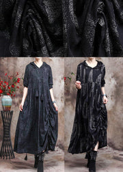 Unique Dark Green Print Outfit Hoodie Dress Asymmetric Maxi Dress - SooLinen