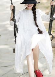Unique O-Neck Summer Wardrobes Inspiration White Dress - SooLinen