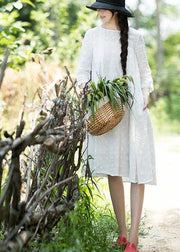 Unique O-Neck Summer Wardrobes Inspiration White Dress - SooLinen