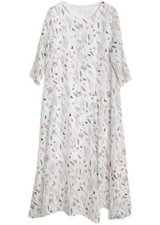 Unique Print asymmetrical design Linen Summer Robe Dresses - SooLinen