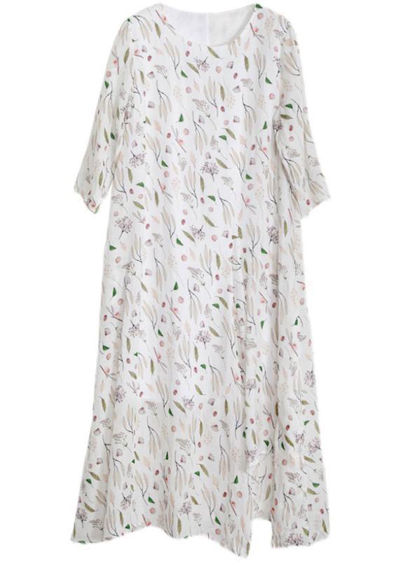 Unique Print asymmetrical design Linen Summer Robe Dresses - SooLinen