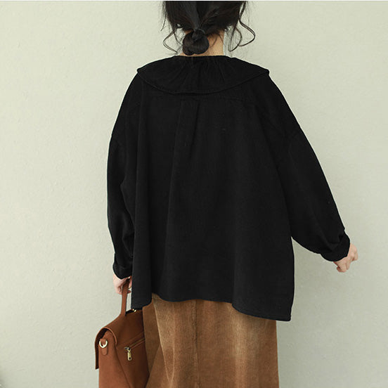 Unique Ruffles tunic pattern boutique tops black Plus Size Clothing