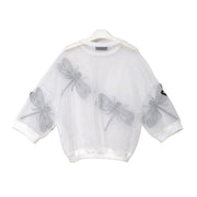 Unique Style Woman Summer Black White Sheer Mesh Tee Top - SooLinen