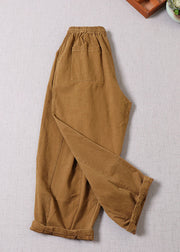 Unique Yellow Cinched Patchwork Cotton Pants Spring