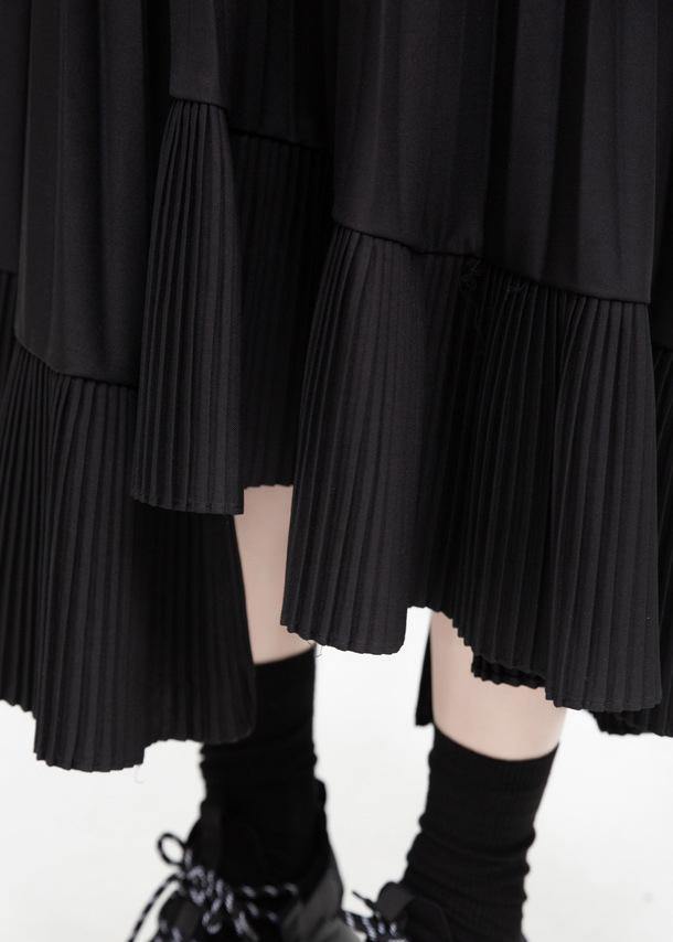 Unique asymmetric cotton patchwork tunic dress Sewing black Cinched Art Dress - SooLinen