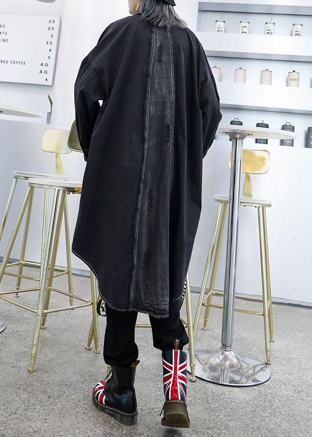 Unique asymmetric hem Fine outfit black Art women coats fall - SooLinen