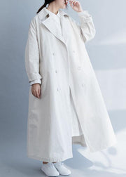 Unique beige Fine tunic pattern Inspiration Notched double breast fall women coats - SooLinen