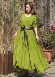 Unique big hem cotton Robes Inspiration olive Dresses summer - SooLinen