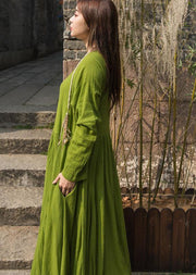 Unique big hem cotton Robes Inspiration olive Dresses summer - SooLinen
