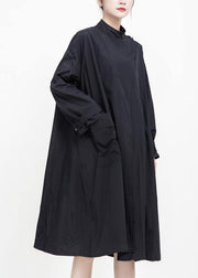 Unique black Fine tunic coatsFabrics two ways to wear big pockets coats - SooLinen