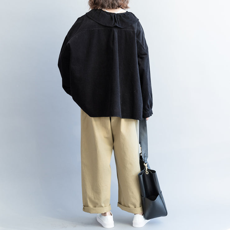 Unique cotton clothes For Women 2025 Ruffled Ideas black short blouses spring