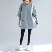Unique gray cotton women Organic Christmas Gifts false two pieces tops