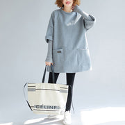 Unique gray cotton women Organic Christmas Gifts false two pieces tops
