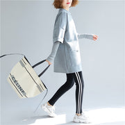Unique gray cotton women Organic Christmas Gifts false two pieces tops