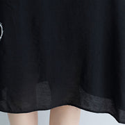 Einzigartige Taschen Baumwollkleidung plus Größe Kleiderschränke schwarzes lockeres Kleid