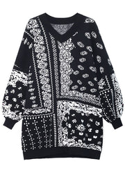 Unique retro V Neck Jacquard cozy Fall Hoodie