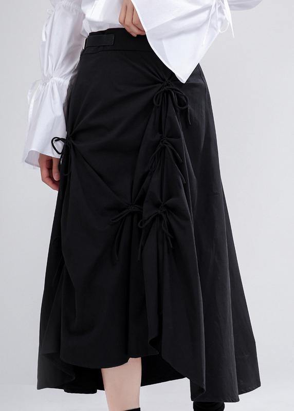 Vintage Black Cinched low high design Skirts Summer - SooLinen