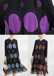Vintage Chocolate Embroideried Pockets Lace Dress Spring