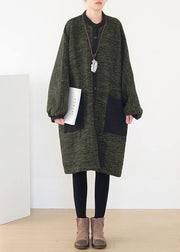 Vintage black knitted outwear casual wild o neck knit sweat tops - SooLinen