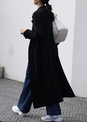 Vintage black oversized patchwork knitted coat - SooLinen