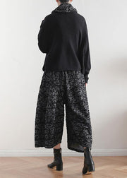 Vintage black tops casual high neck knitwear Batwing Sleeve top - SooLinen