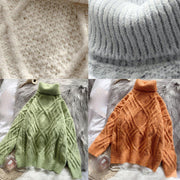 Vintage blue clothes warm casual high neck knitwear - SooLinen