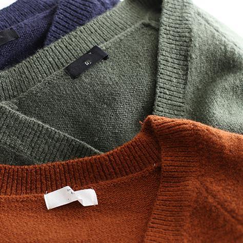 Vintage chocolate Sweater Wardrobes Street Style v neck baggy daily sweater dresses - SooLinen