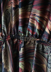 Vintage o neck Batwing Sleeve Sweater outfits Street Style floral Hipster chiffon dress