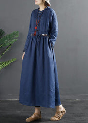 Vivid Black Clothes For Women Drawstring Kaftan Dress - SooLinen