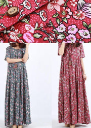 Vivid Blue Print Clothes O Neck Patchwork Maxi Summer Dress - SooLinen