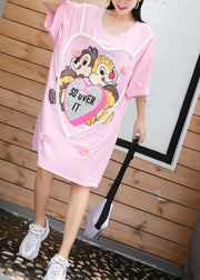 Vivid Cartoon print Cotton quilting clothes Fabrics pink Dresses summer - SooLinen