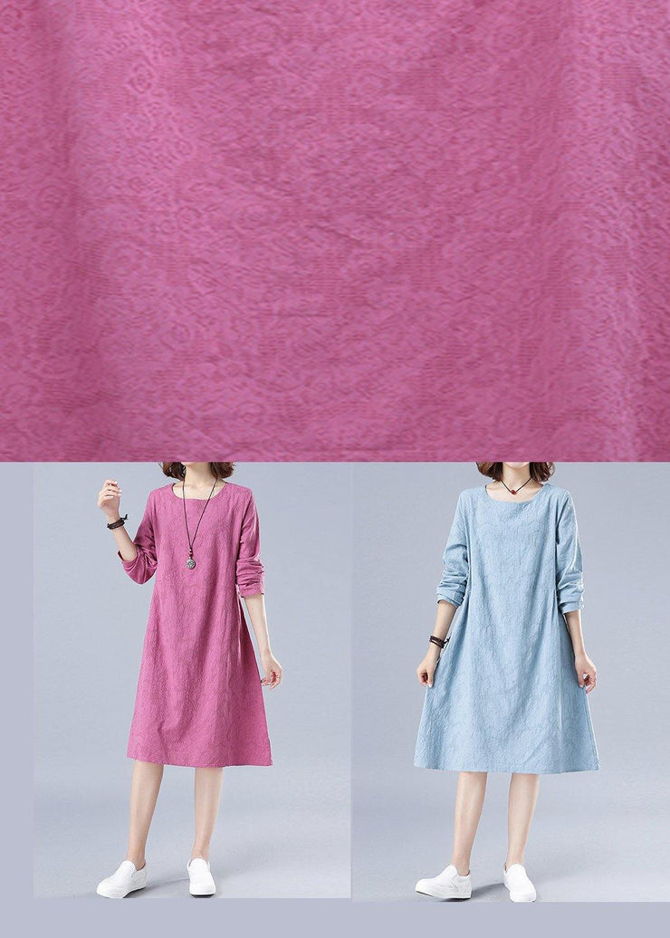 Vivid O Neck Spring Clothes For Women Wardrobes Light Blue Jacquard Dresses - SooLinen