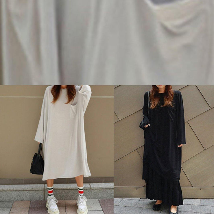 Vivid black cotton quilting dresses o neck Batwing Sleeve Kaftan summer Dress - SooLinen