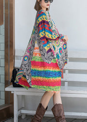 Vogue V-Ausschnitt, asymmetrischer Print, geknöpfte Strickjacke mit langen Ärmeln