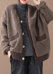 Warm chocolate women parkas plus size winter winter coats v neck jacket - SooLinen