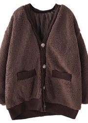 Warm chocolate women parkas plus size winter winter coats v neck jacket - SooLinen